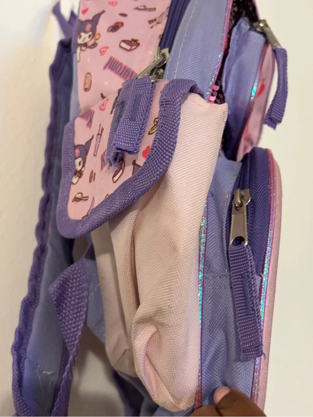 Kuromi Pink & Purple Sequin Kids Backpack